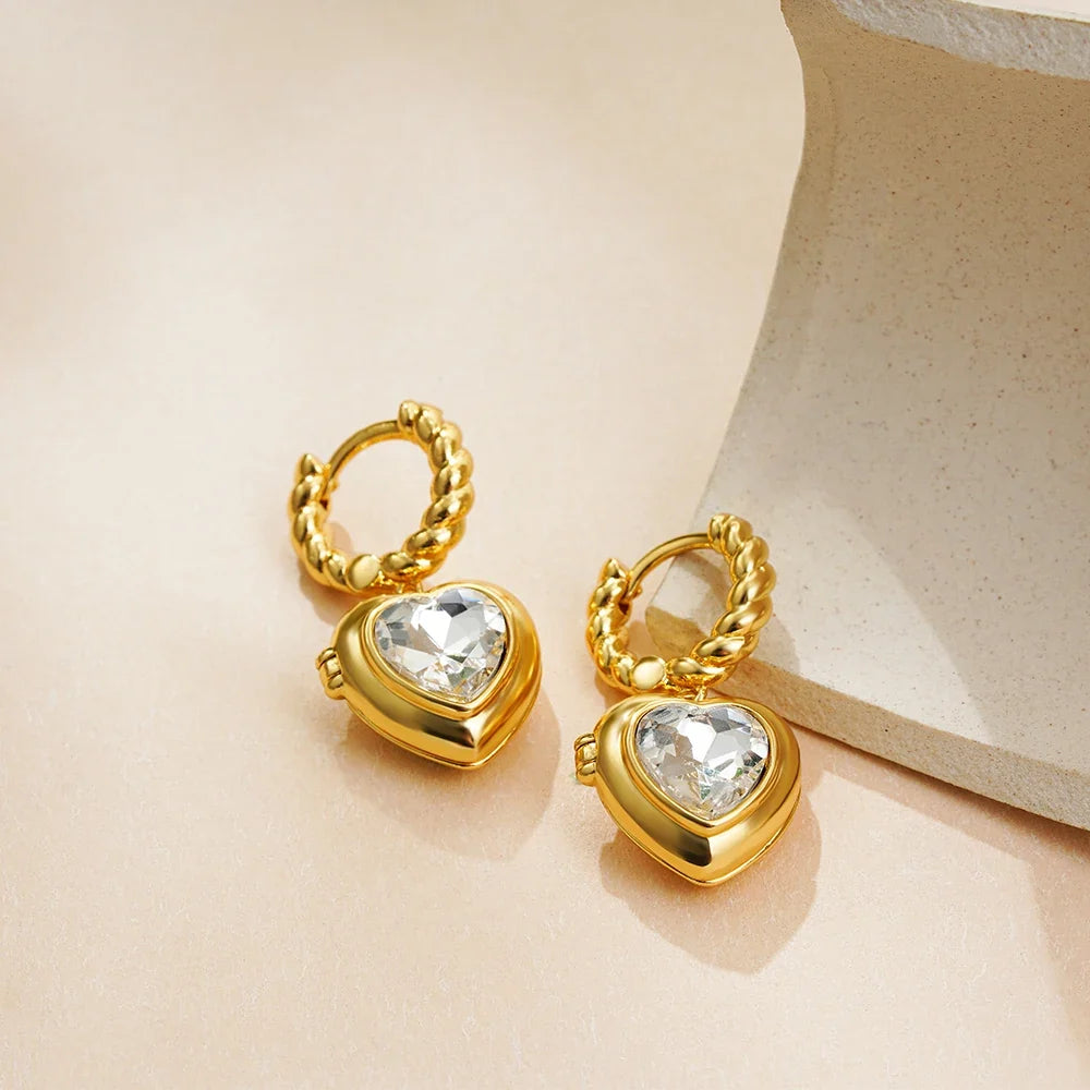 Smoke Heart Zircon Hoops