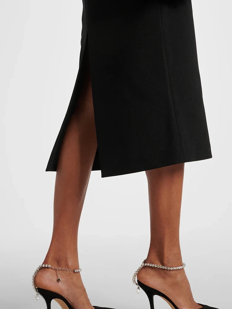 Wave Bandage Butterfly Sleeve Midi Dress