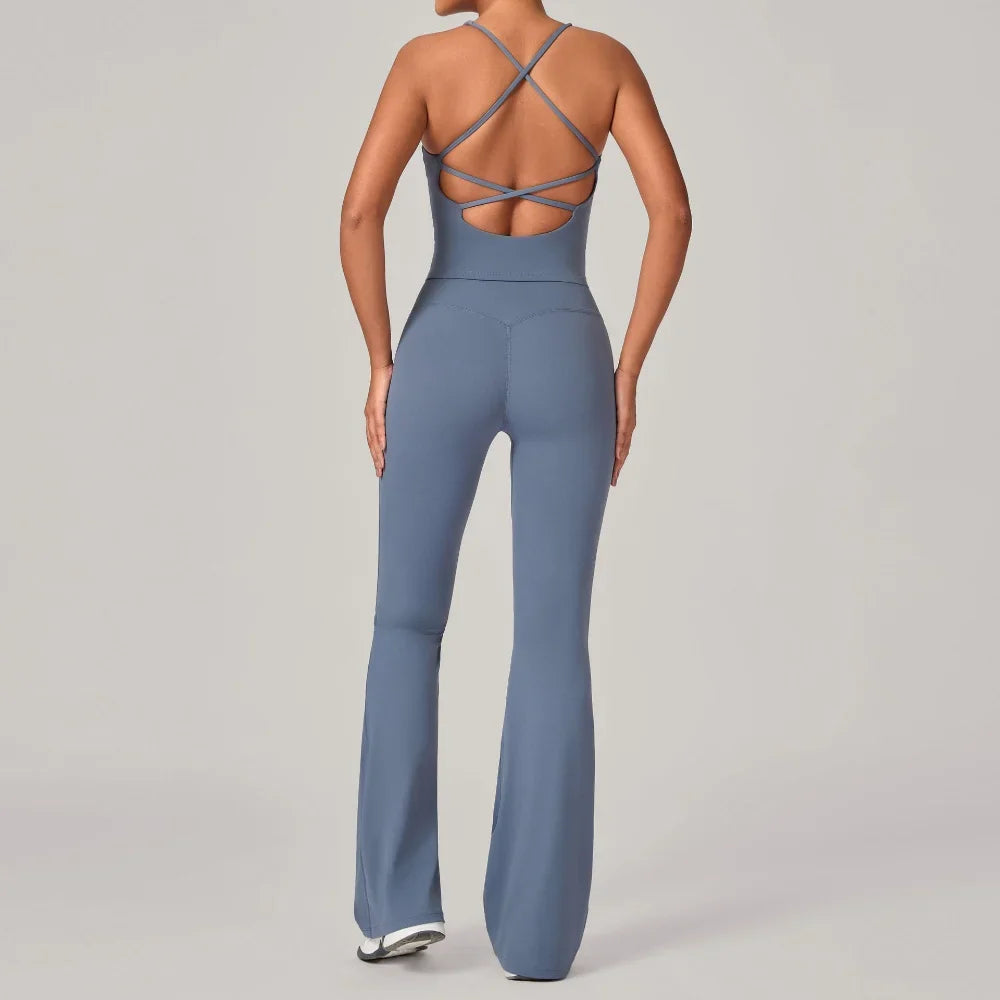 Vanilla Cross-Back Flared Jumpsuit