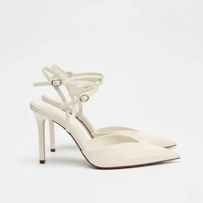 Crimson Pointed Slingback Stilettos